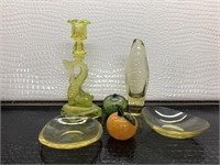 Antique Yellow and green Glass lot