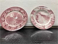 2 decorative transfer ware plates