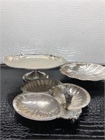 Vintage Lot of 3 SILVER PLATE TRAYS & DISHES