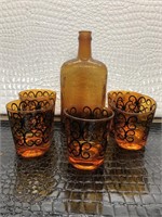 Amber Rock Whisky Glasses and bottle