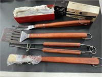 wooden barbecue utensils set