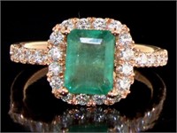 14kt Rose Gold 2.76 ct Emerald & Diamond Ring