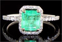 14kt Gold 1.84 ct Natural Emerald & Diamond Ring