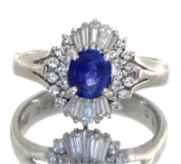 Platinum Natural 1.00 ct  Sapphire & Diamond Ring