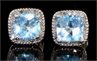 10kt Gold 2.00 ct Blue Topaz & Diamond Earrings