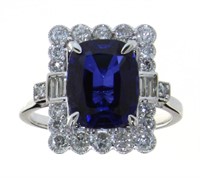 14K White Gold 4.60 ct Sapphire and Diamond Ring