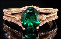 10kt Rose Gold Oval Emerald Dinner Ring