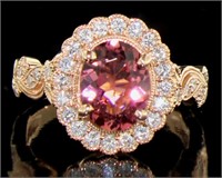 14kt Gold 2.20 ct Pink Tourmaline & Diamond Ring