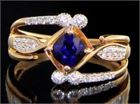 10kt Gold Antique Style Sapphire Dinner Ring