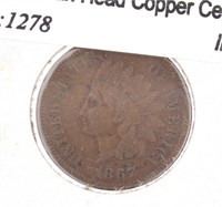 1867 Indian Head Copper Cent *Key Date