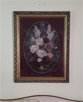 Large Formal Floral Print in ornate frame