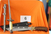 LARGE BOWIE KNIFE & ORNAMENTAL SWORD