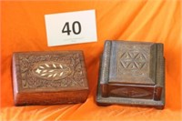 2) CARVED WOOD BOXES