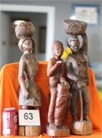 3) AFRICAN CARVED FIGURES