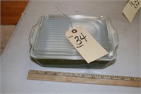VINTAGE GREEN PYREX COVERED CASSEROLE