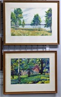 Carl Scheffler Two Watercolor Landscape Paintings