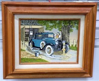 H. Hargrov "Washing Car" Giclee Art on Canvas