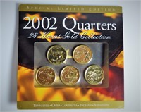 2002 US State Quarter Coin Set Double 24k Gold Pld