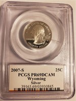 2007 S PCGS PR69 DCAM Wyoming Silver Quarter