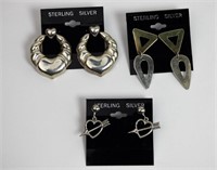 Sterling Silver Earrings- 3 Pairs on Cards