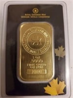 *1 ounce Royal Canadian Mint .9999 Gold Bar*