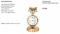 14k gold filled Waltham mechanical pocket watch
