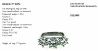 14k white gold ring with 3 diamonds