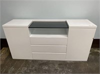 WHITE LAMINATE CABINET WITH 2 DOORS, 3 DRAWERS & 1