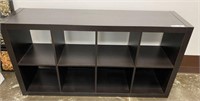 BLACK WOOD SHELF WITH 8 CUBBY HOLES