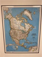 MOUNTED MAP OF NORTH AMERICA BY NATIONAL