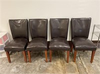 (4 PCS) BROWN LEATHER LIKE CHAIRS