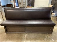 LEATHER LIKE BENCH WITH BACK AND STORAGE