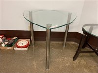 TRIANGLE GLASS TOP TABLE WITH CHROME LEGS