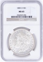 Coin 1885-O Morgan Silver Dollar NGC MS 65