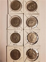 4-1971, 1972, 3-1973 Kennedy Half Dollars (8)