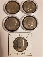 5 - Bicentennial Kennedy Half Dollars