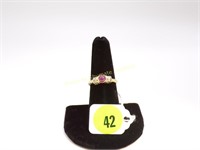 14K Ruby Mrk JAD 8 side diamonds size 7 1/2