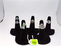 Size 5 turquoise rings, 2 on tag are marked