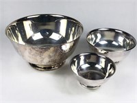 Set of 3 Silverplate Paul Revere Bowls