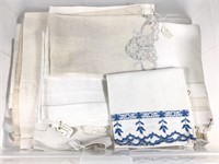 Lot of Vintage Damask & Embroidered Guest Towels