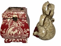 Decorative Box and Ceramic Rooster