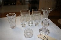 CRYSTAL VASES, CANDLESTICK AND MORE