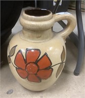 W. Germany Painted Pottery Jug, 16” high.