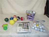 Wood Bocce Balls & Golf Ball Lot