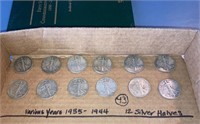 (12) Silver Half Dollars-Various Yrs. 1935-1944