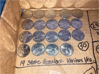 19 State Quarters-Various Yrs.