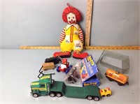 Ronald McDonald, semi trailer, shell railroad car