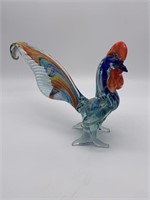 Murano Peacock Rooster Art Glass Figurine