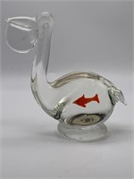 Pelican Art Glass w/ Fish In Belly Figurine