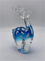 Stunning Blue Art Glass Reindeer Figurine